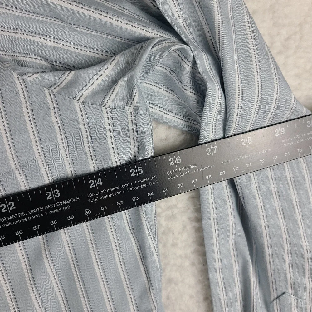 Banana Republic‎ Shirt Mens XL Blu-ish Gray Striped Non Iron Dress Button Up *